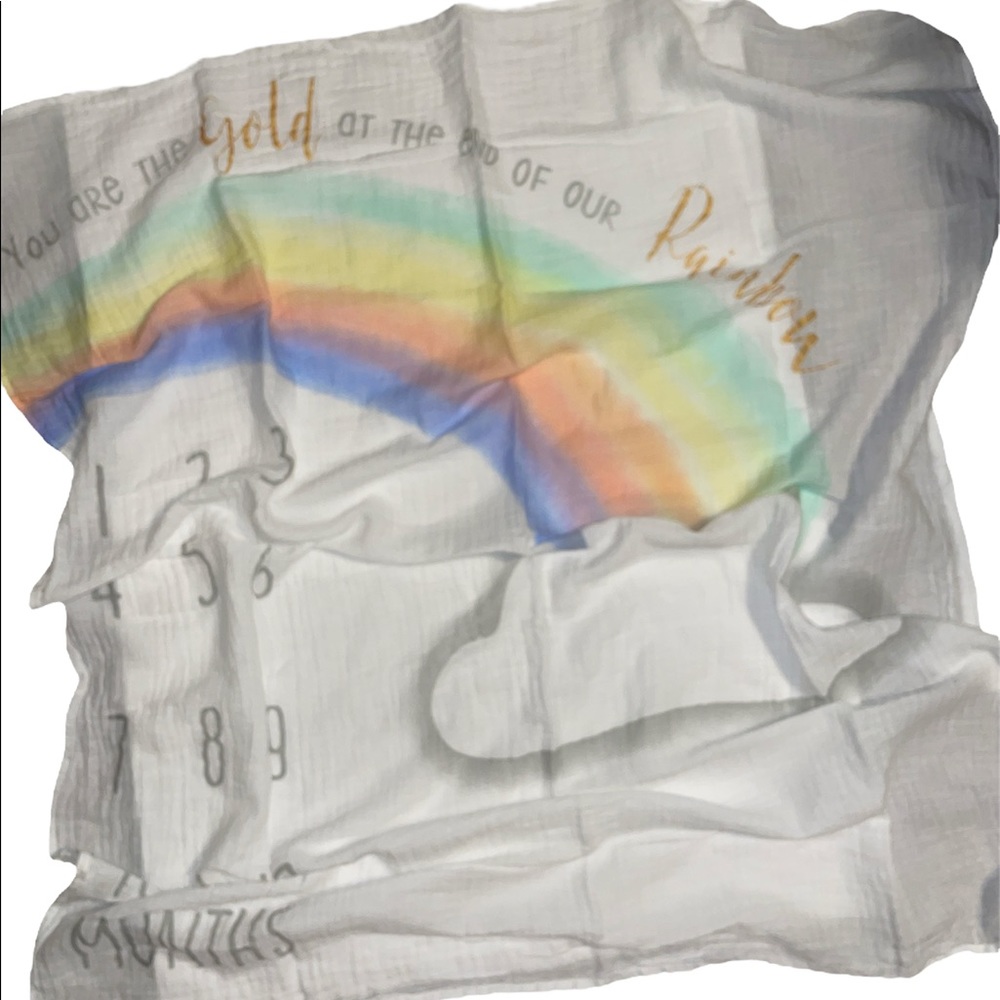Muslin milestone rainbow blanket